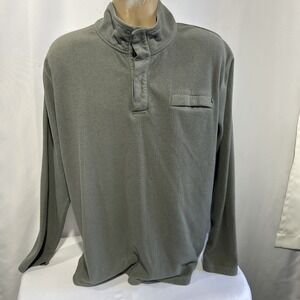 FREE FLY~ Gray Fleece Pullover Performance Bamboo Sweatshirt Snap Mock Neck~ XL